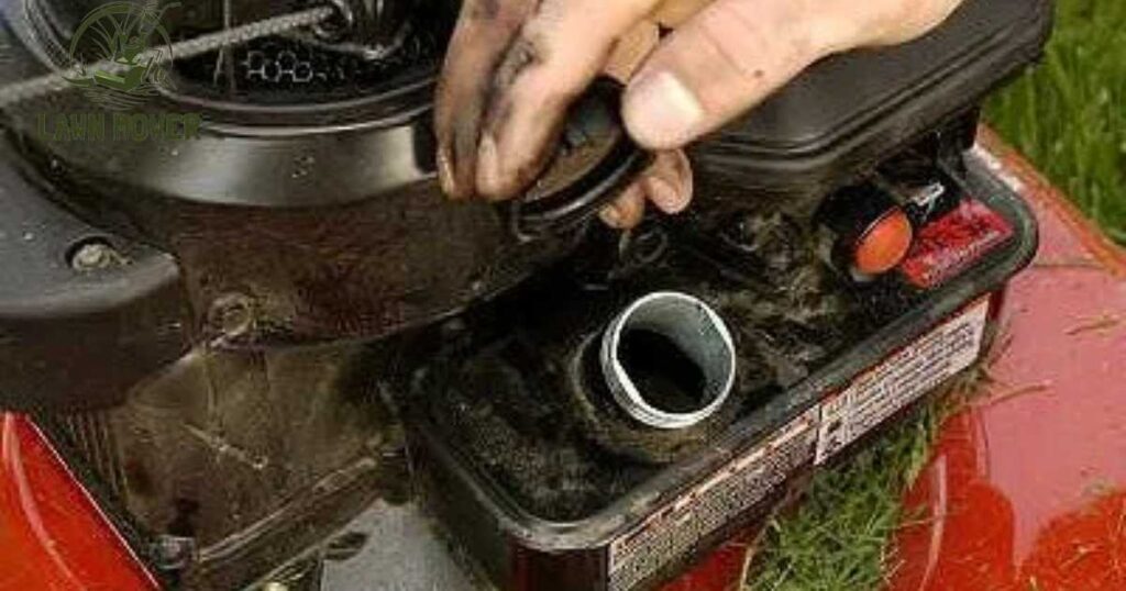 How do you check the gas quality in your lawnmower?